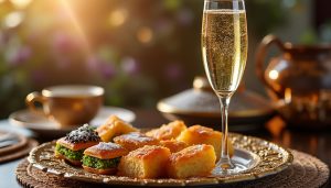 découvrez l'accord parfait entre le raffinement du champagne et la douceur des pâtisseries orientales pour un moment gourmand et festif inoubliable.
