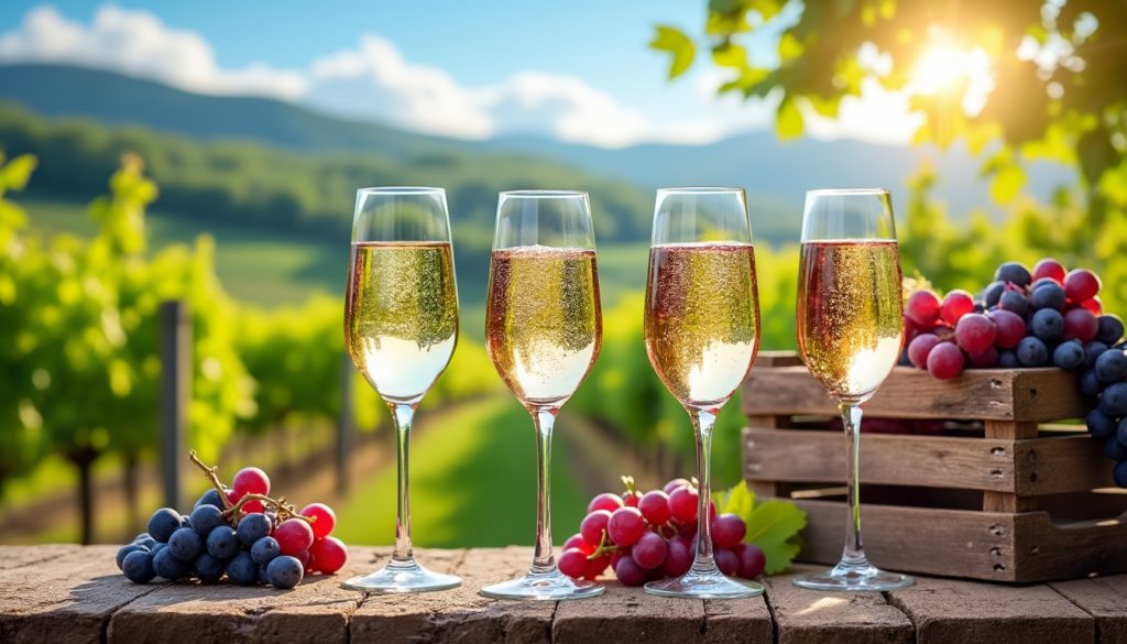 découvrez une sélection de vins effervescents provenant du monde entier, tous élaborés selon la prestigieuse méthode champenoise, pour une expérience de dégustation raffinée et pétillante.