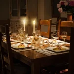Festelune Cérémonie table dressée et coupe de champagne prêt